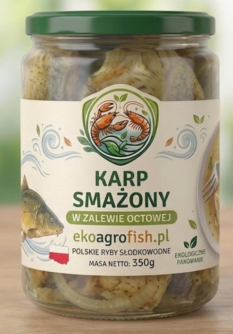 Karp Smażony w Zalewie Octowej z Cebulą – Słoik 350g netto